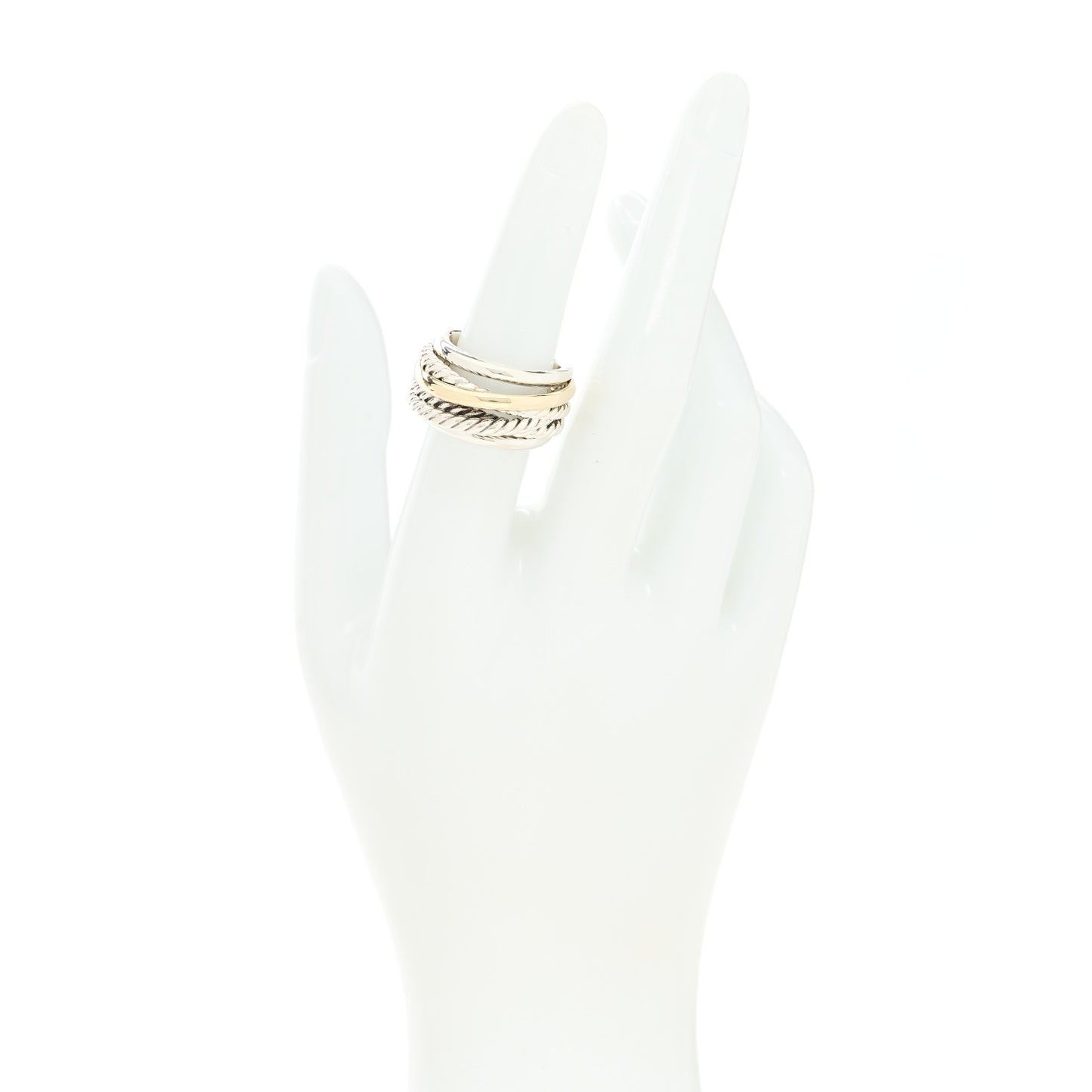 Sterling Silver 14K Yellow Gold Narrow Crossover Ring 53 6.5