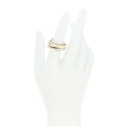 David Yurman Sterling Silver 14K Yellow Gold Narrow Crossover Ring 53 6.5 2 of 5