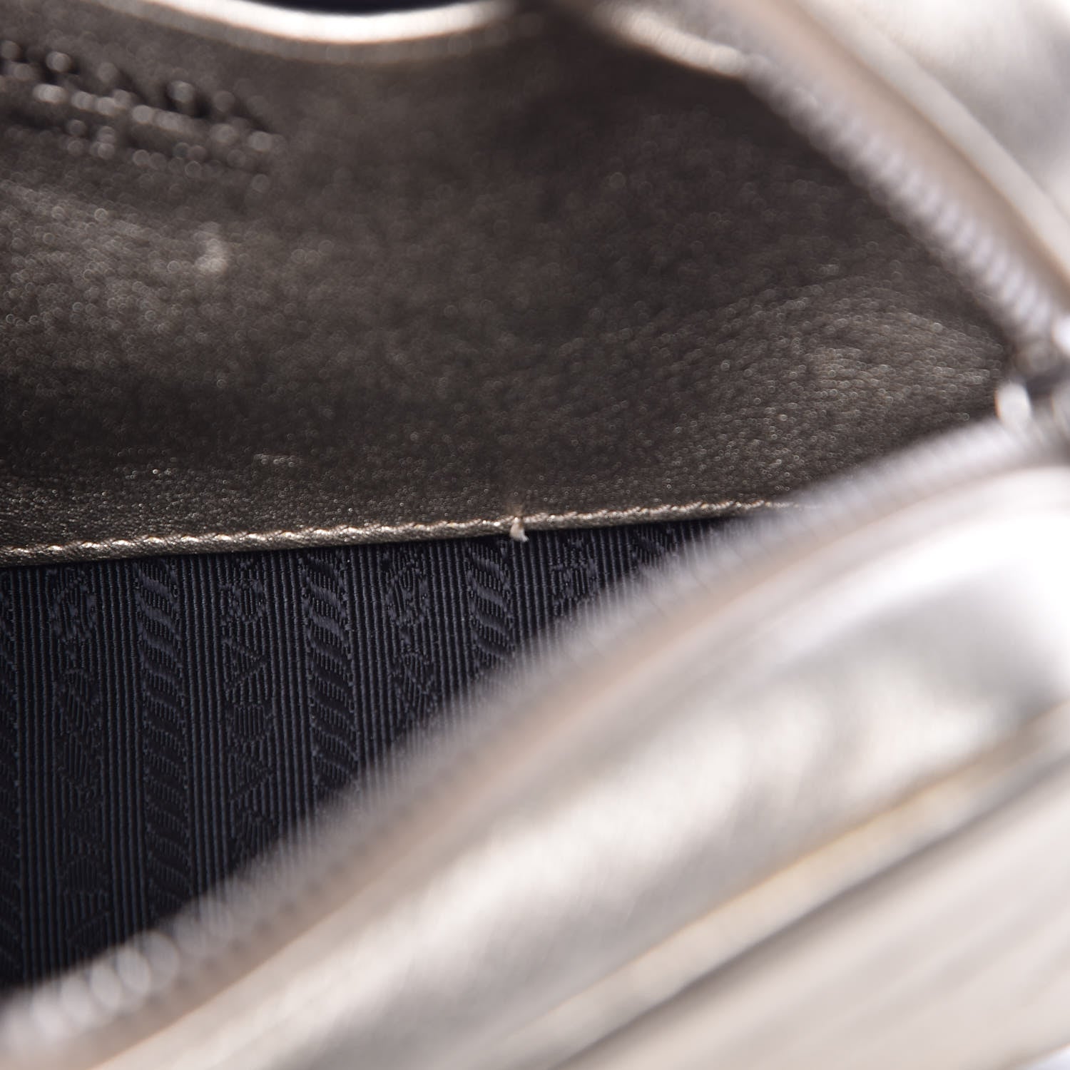 Prada Metallic Nappa Impunture Diagramme Crossbody Pirite 8 of 8
