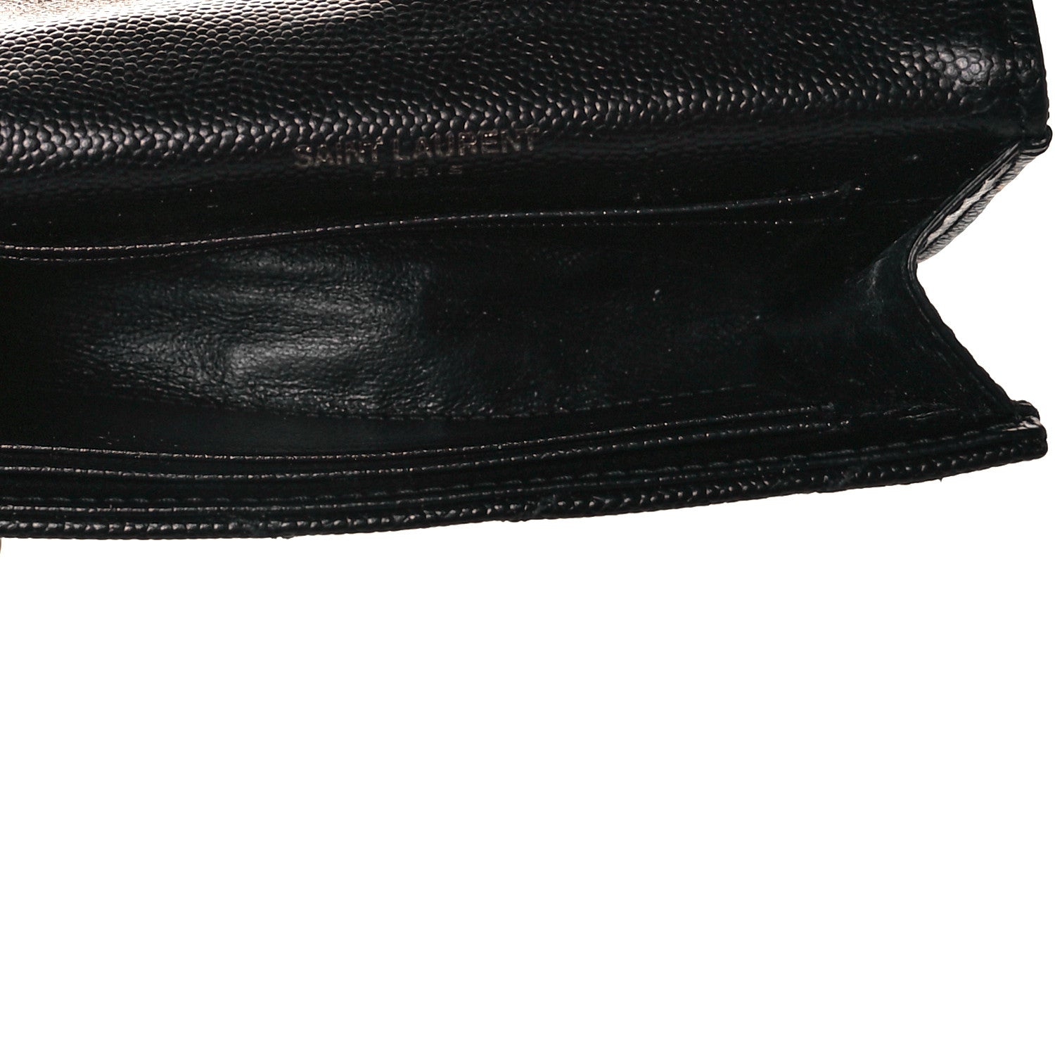 Saint Laurent Grain De Poudre Matelasse Chevron Small Monochrome Monogram Envelope Wallet Black 5 of 8