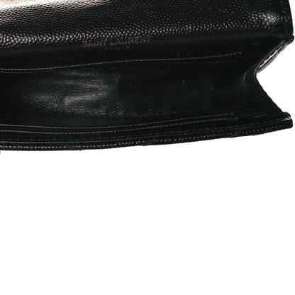 Saint Laurent Grain De Poudre Matelasse Chevron Small Monochrome Monogram Envelope Wallet Black 5 of 8