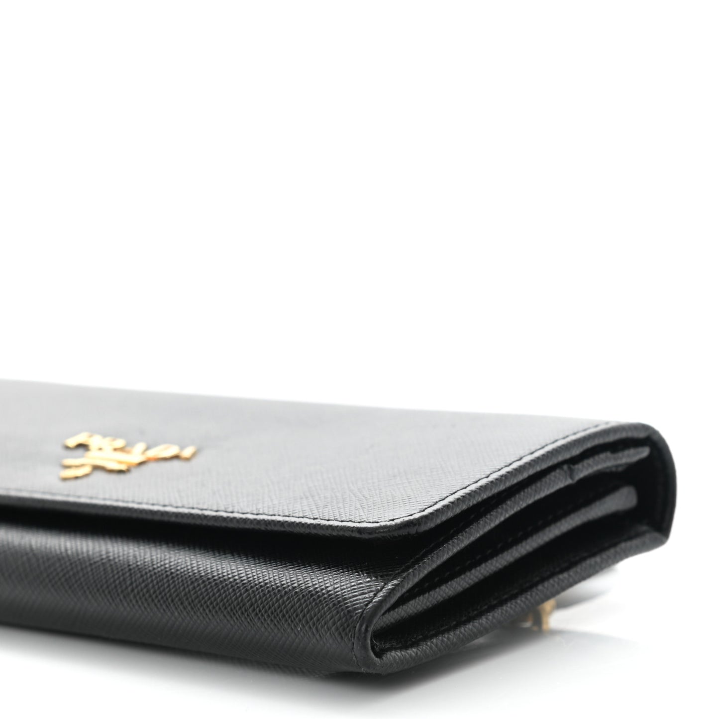 Saffiano Metal Continental Flap Wallet Black