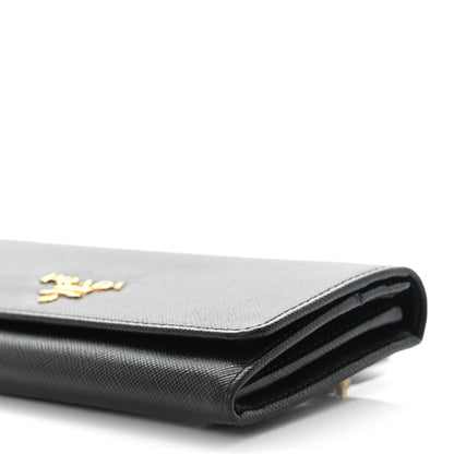 Prada Saffiano Metal Continental Flap Wallet Black 10 of 10