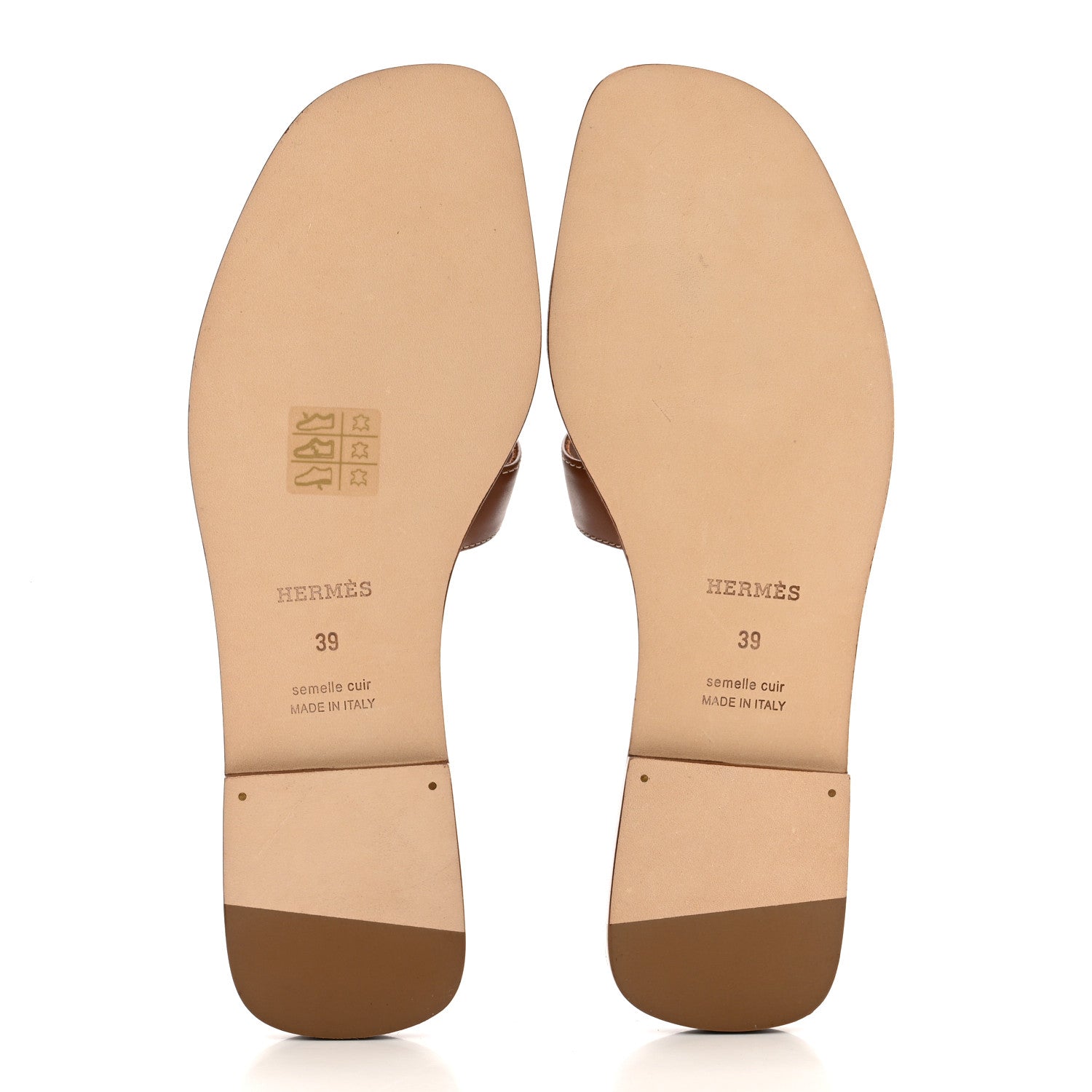 Hermes Box Calfskin Oran Sandals 39 Gold 5 of 9