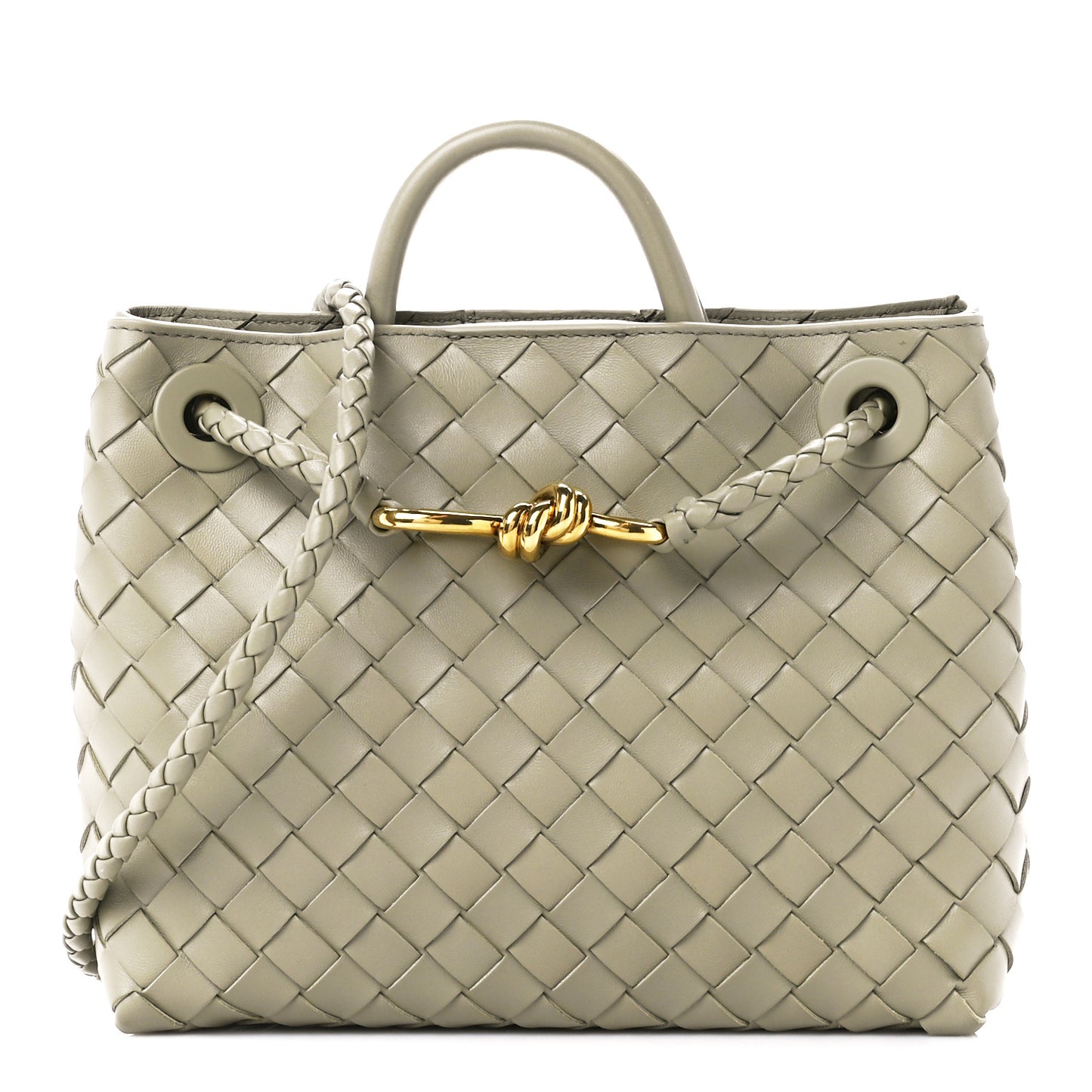 Nappa Intrecciato Small Andiamo Shoulder Bag Travertine