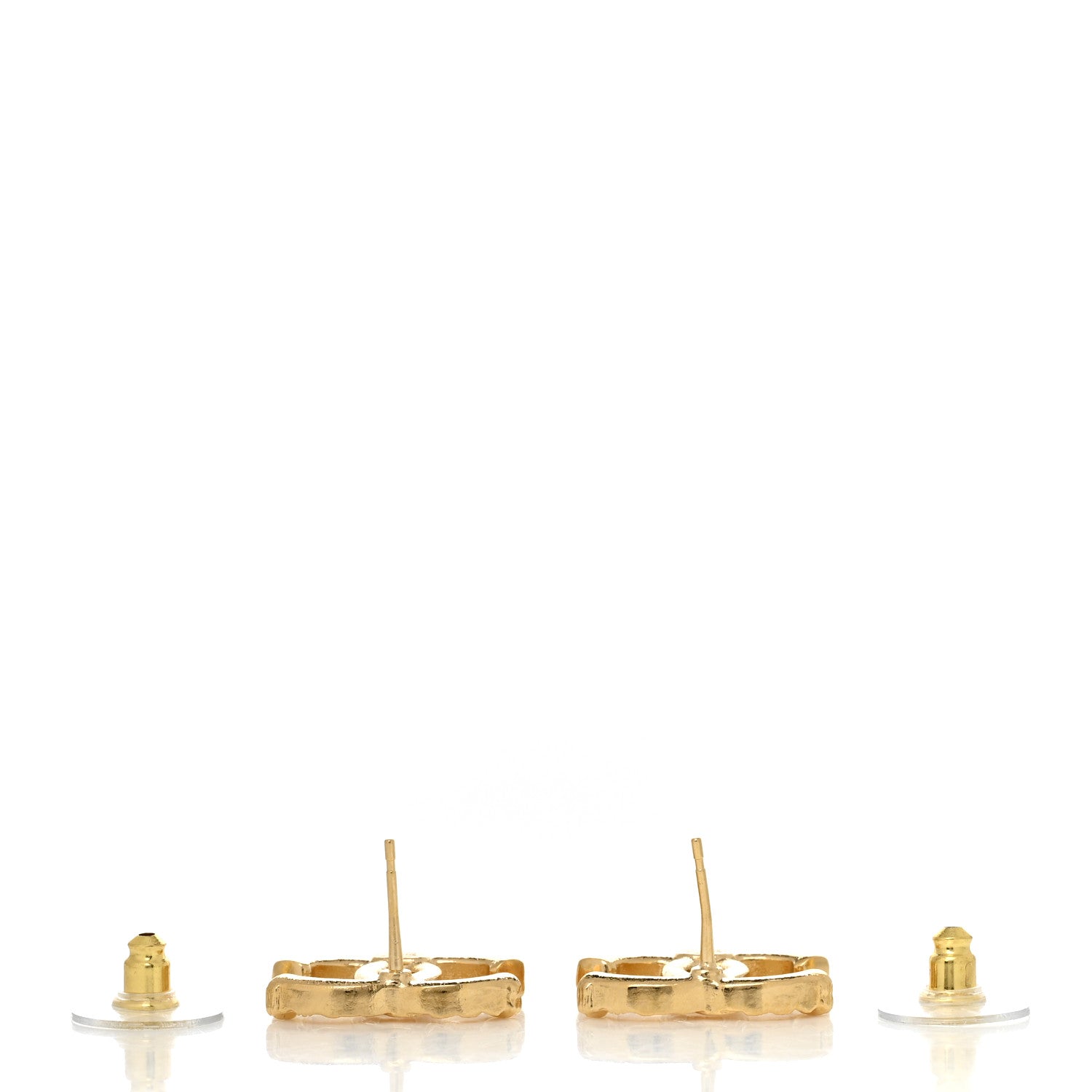 Chanel Metal Tweed Effect CC Earrings Gold 3 of 4