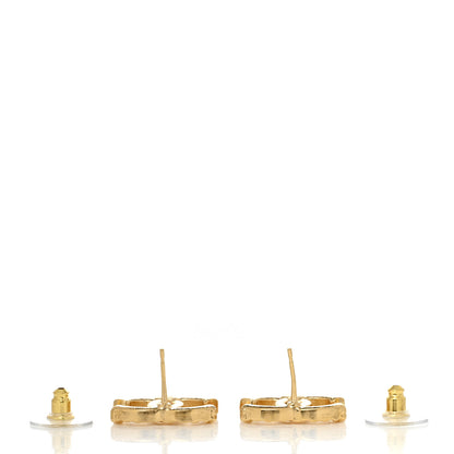 Chanel Metal Tweed Effect CC Earrings Gold 3 of 4
