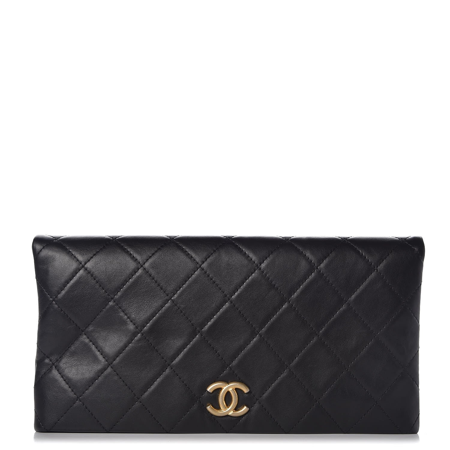 Chanel Calfskin Quilted CC Clutch Black 1 of 9