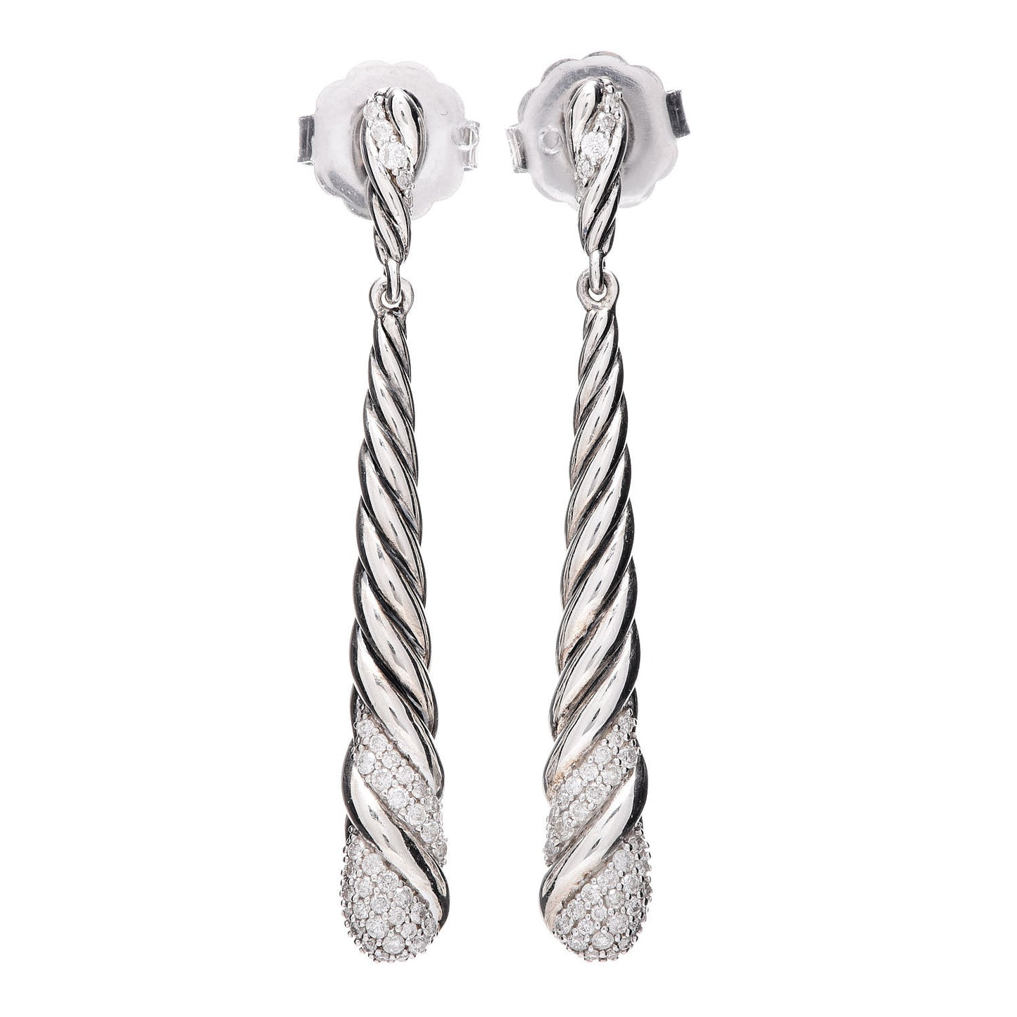 Sterling Silver Diamond Willow Drop Earrings
