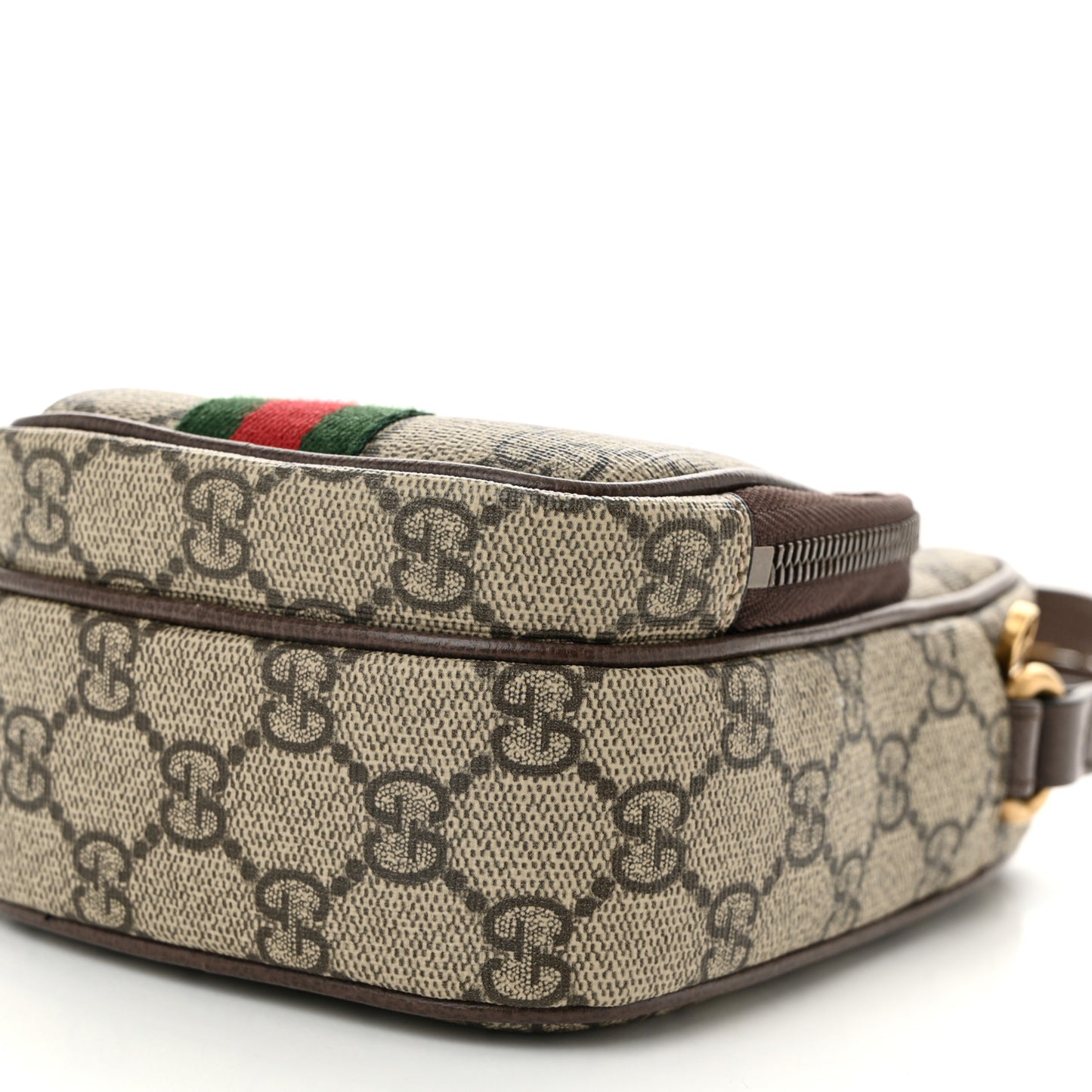 GG Supreme Monogram Web Mini Ophidia Double Zip Messenger Bag Beige New Acero