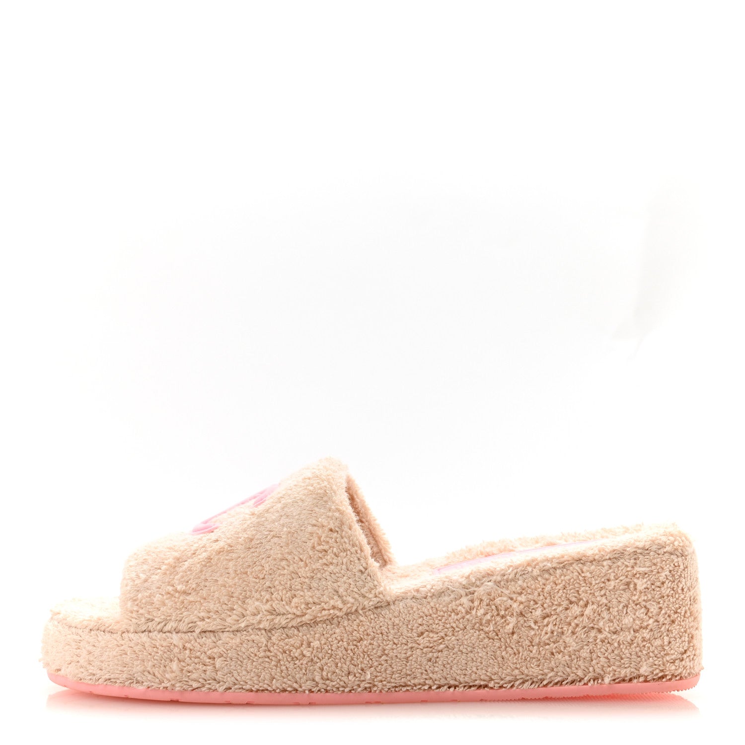 Chanel Terry Cloth CC Wedge Sandals 38 Pink 1 of 9