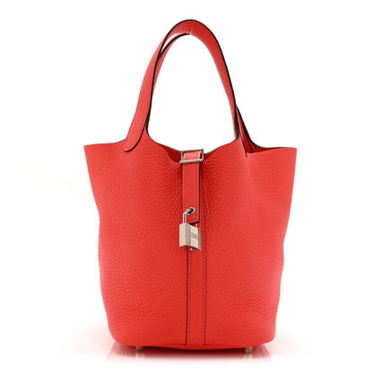 Hermes Taurillon Clemence Picotin Lock 18 PM  Rouge Pivoine 1 of 10