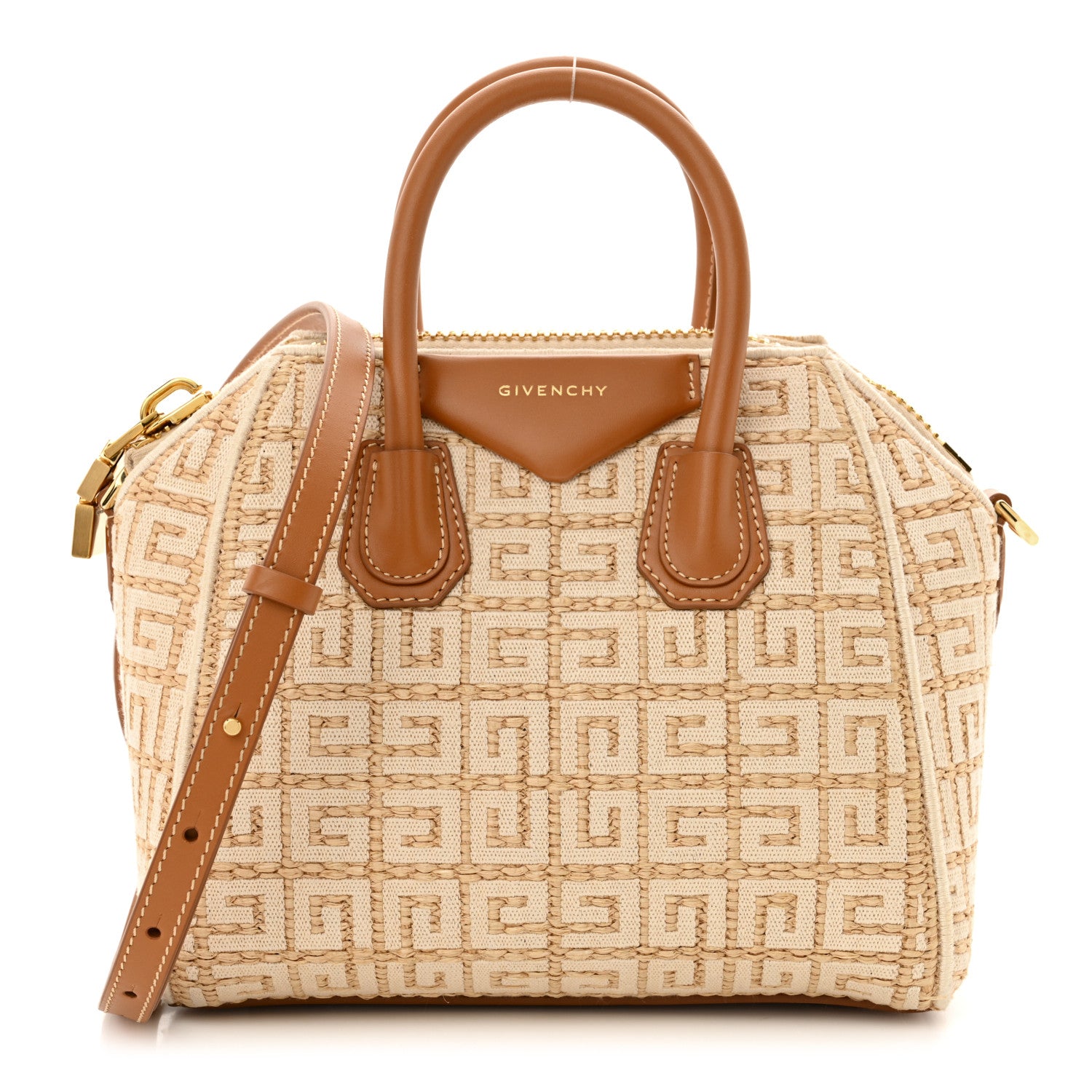Givenchy Raffia Jacquard Fabric 4G Mini Antigona Beige 1 of 15