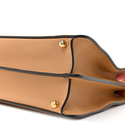 Fendi Vitello Seta Nappa FF Striped Embossed Medium Peekaboo I SEE U Satchel Miele Scuro Multicolor 11 of 16