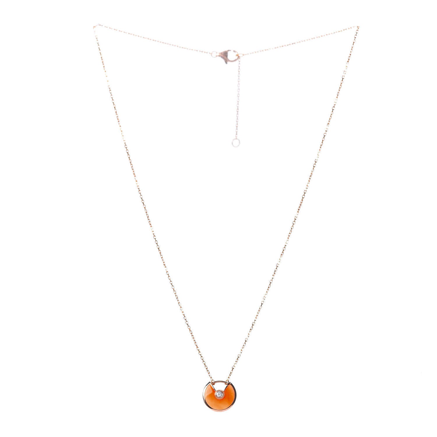 Cartier 18K Pink Gold Diamond Carnelian XS Amulette de Cartier Pendant Necklace 3 of 5
