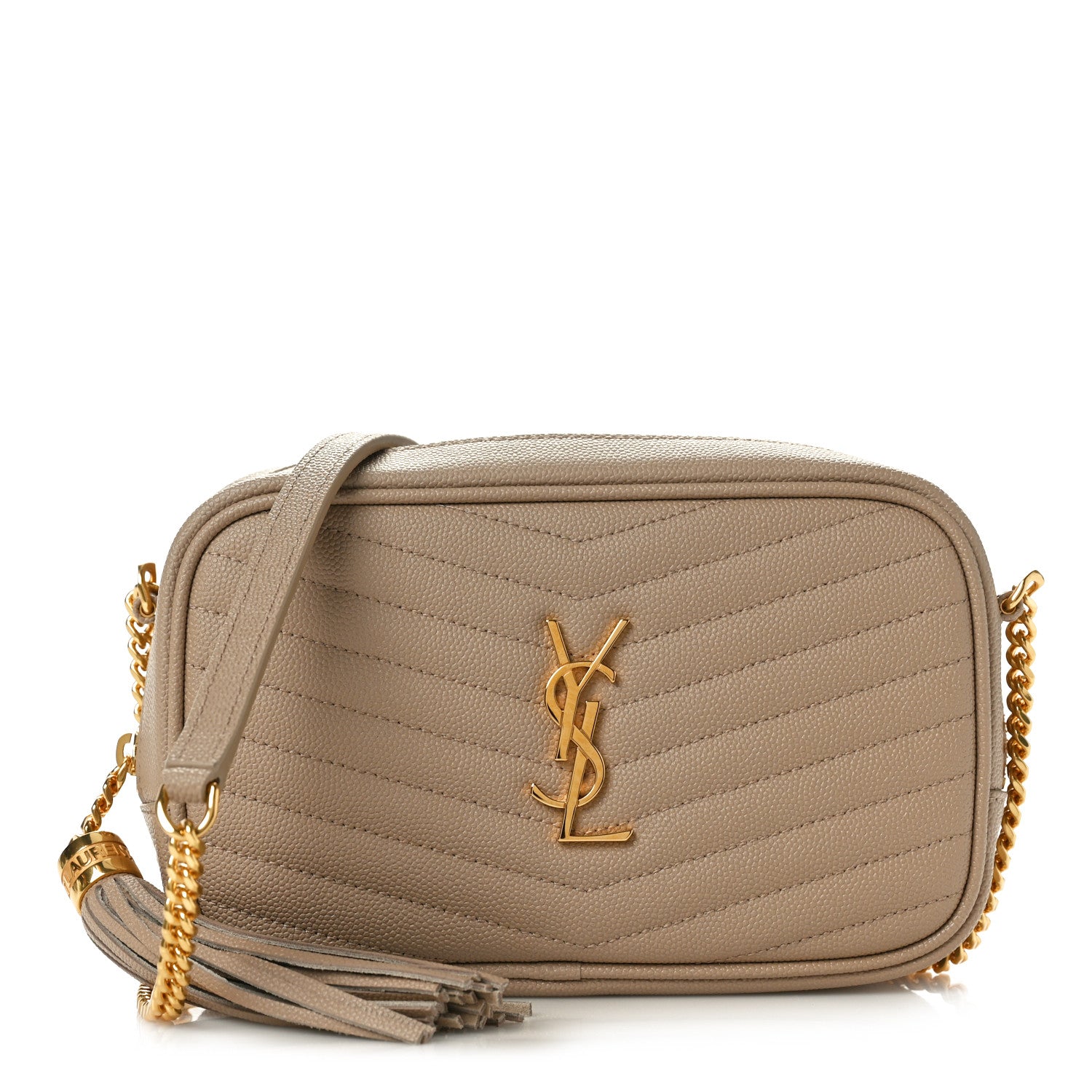 Saint Laurent Grain De Poudre Matelasse Monogram Mini Lou Camera Bag Dark Beige 1 of 10