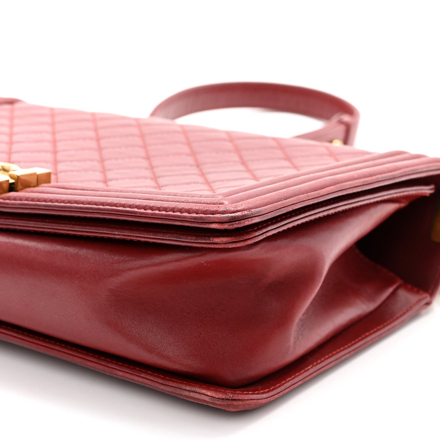 Lambskin Quilted New Medium Boy Flap Dark Red