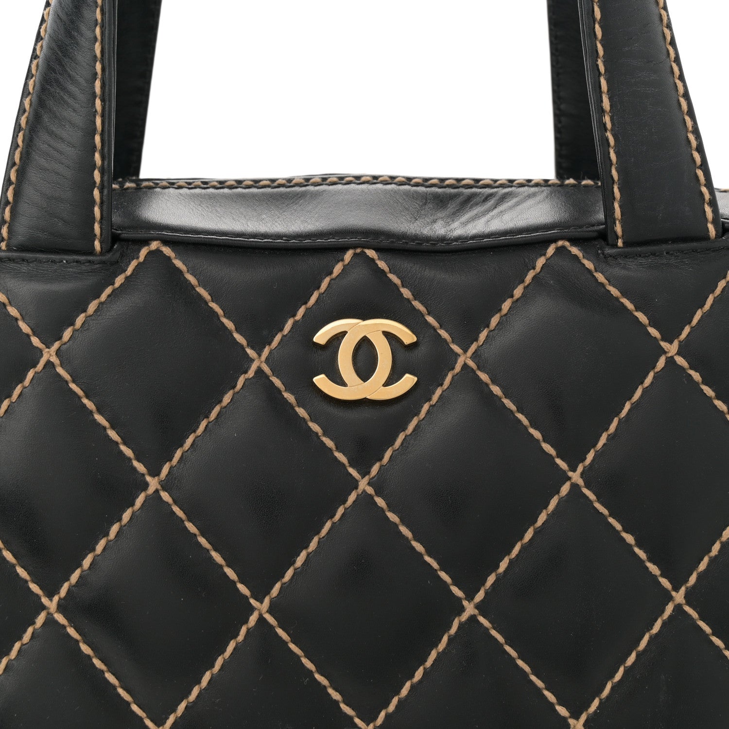 Chanel Calfskin Contrast Stitch Surpique Bowler Black 8 of 12