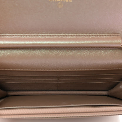 Chanel Iridescent Caviar Quilted Wallet On Chain WOC Beige 7 of 13