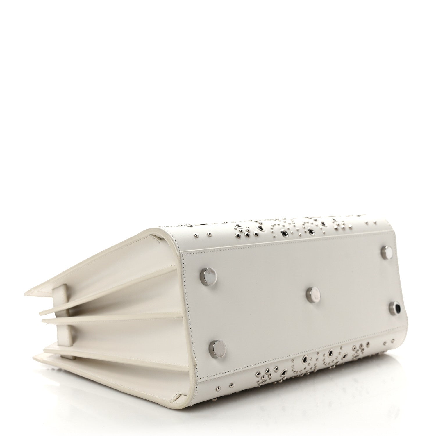 Saint Laurent Calfskin Perforated Studded Baby Sac De Jour White 5 of 10