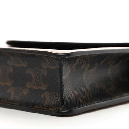 Celine Triomphe Canvas Calfskin Wallet on Chain Tan 10 of 10