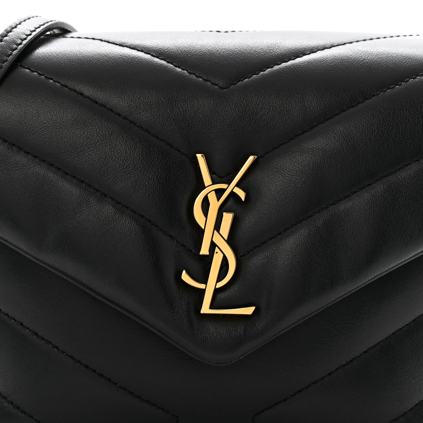 Calfskin Y Quilted Monogram Toy Loulou Crossbody Bag Black