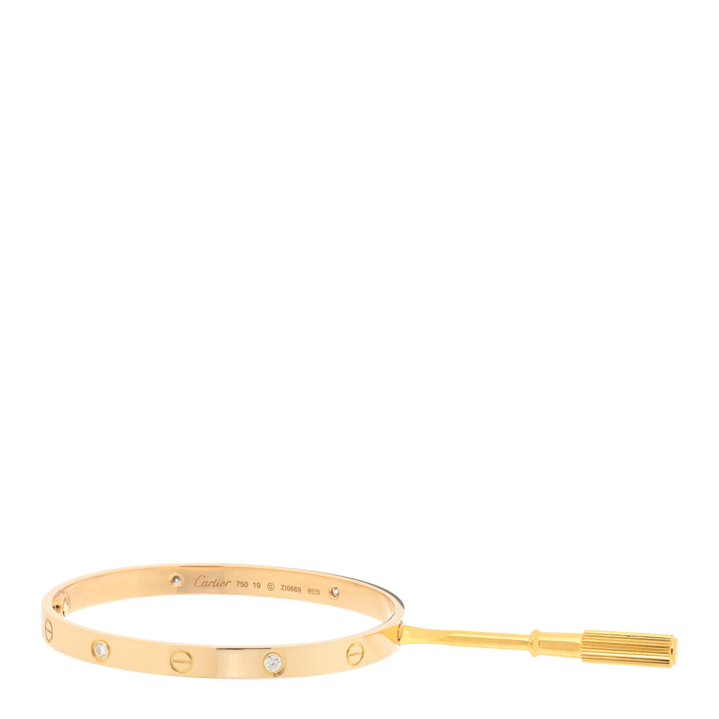 18K Yellow Gold 4 Diamond LOVE Bracelet 19