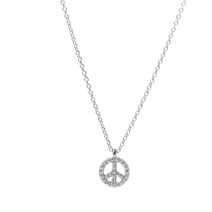 Tiffany 18K White Gold Diamond Metro Peace Pendant Necklace 4 of 6