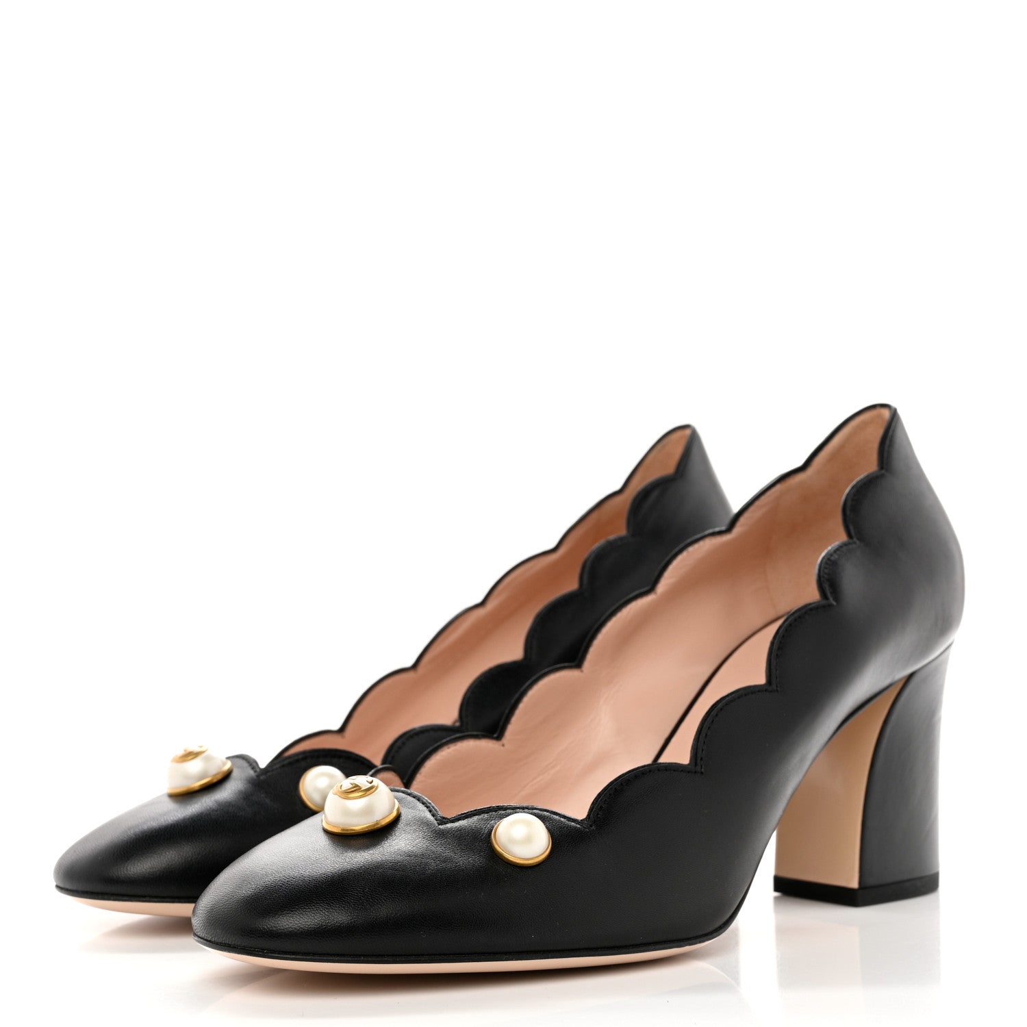 Gucci Malaga Kid Pearl Embellished Willow Loafer Pumps 40.5 Black 3 of 10