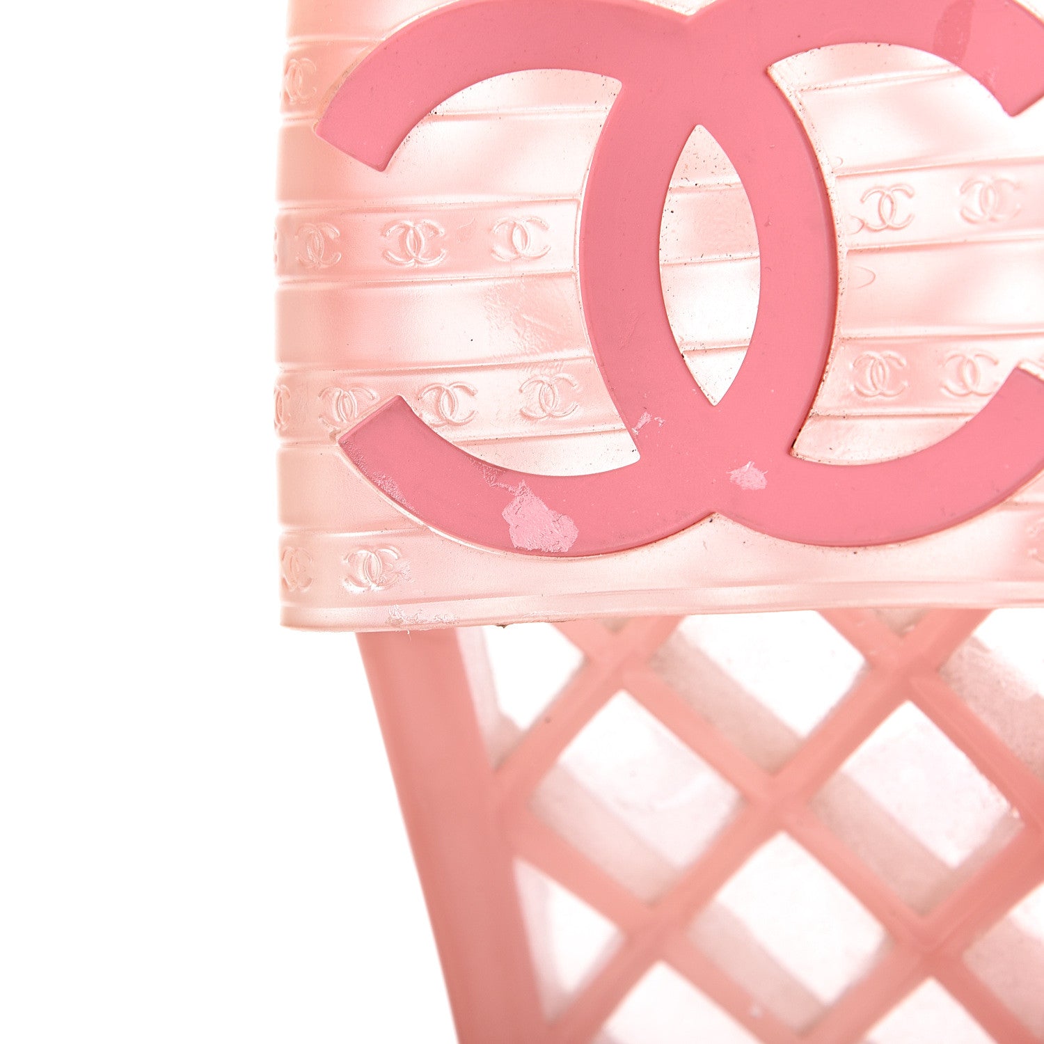 Chanel PVC Transparent CC Flat Slide Sandals 38 Pink 8 of 8