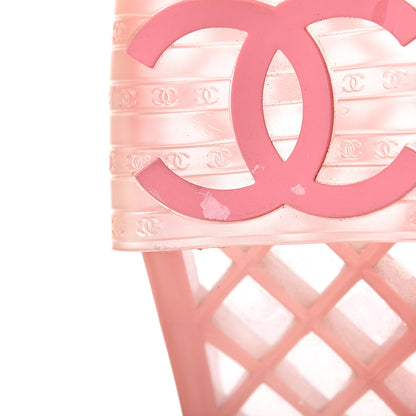 Chanel PVC Transparent CC Flat Slide Sandals 38 Pink 8 of 8