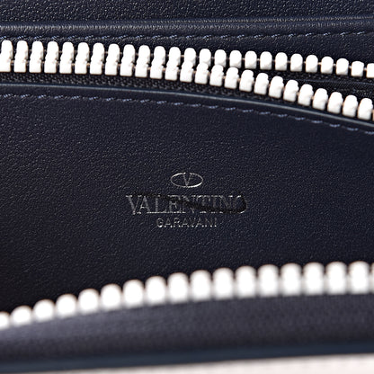 Valentino Garavani Vitello Colorblock Free Rockstud Zip Around Wallet Marine White 6 of 6