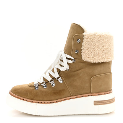 Hermes Chevre Velours Woolskin Womens Flocon Ankle Boots 39.5 Beige Gobi Ecru 1 of 8