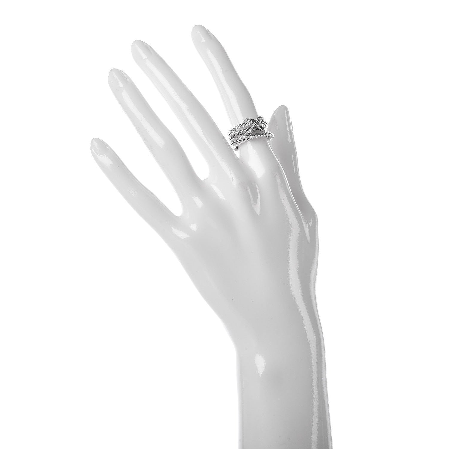 David Yurman Sterling Silver Diamond 10mm X Crossover Ring 50 5.25 2 of 5