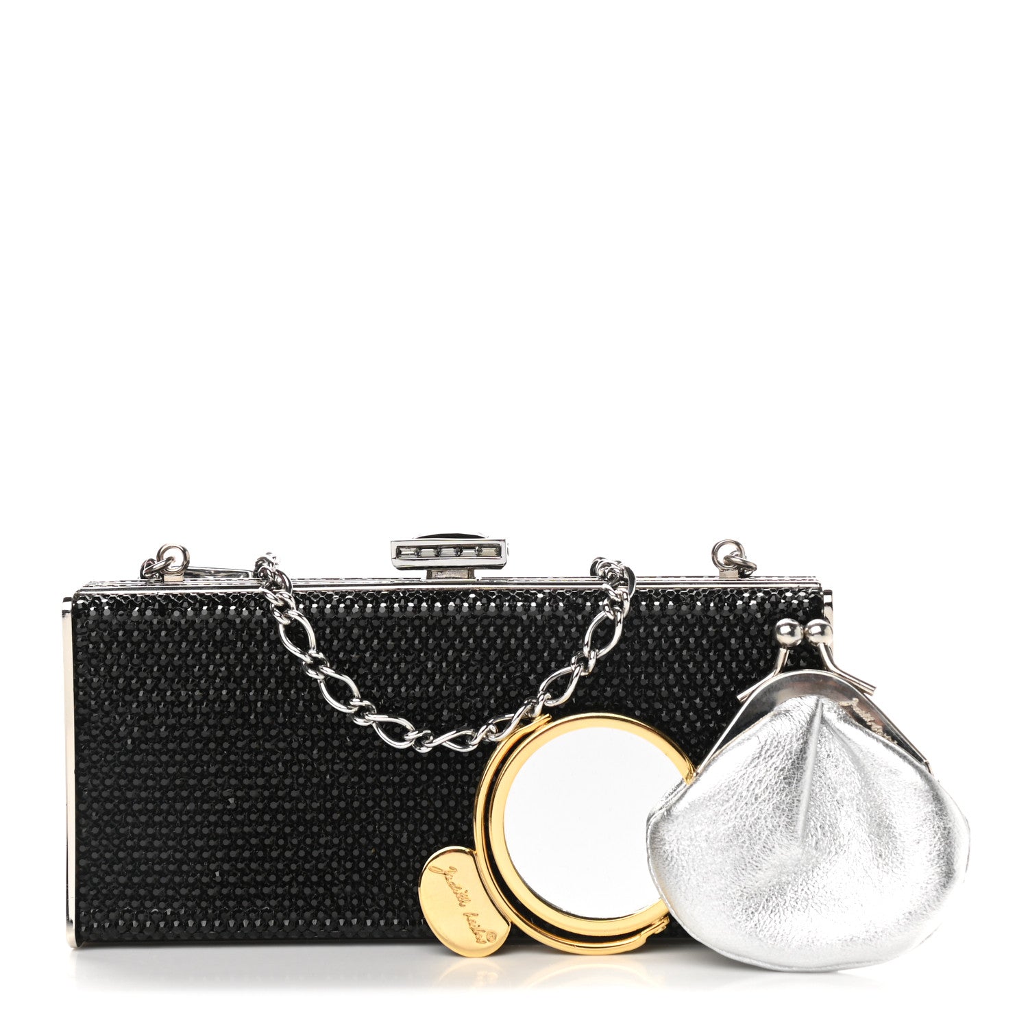 Judith Leiber Swarovski Crystal Minaudiere Clutch Black 2 of 10