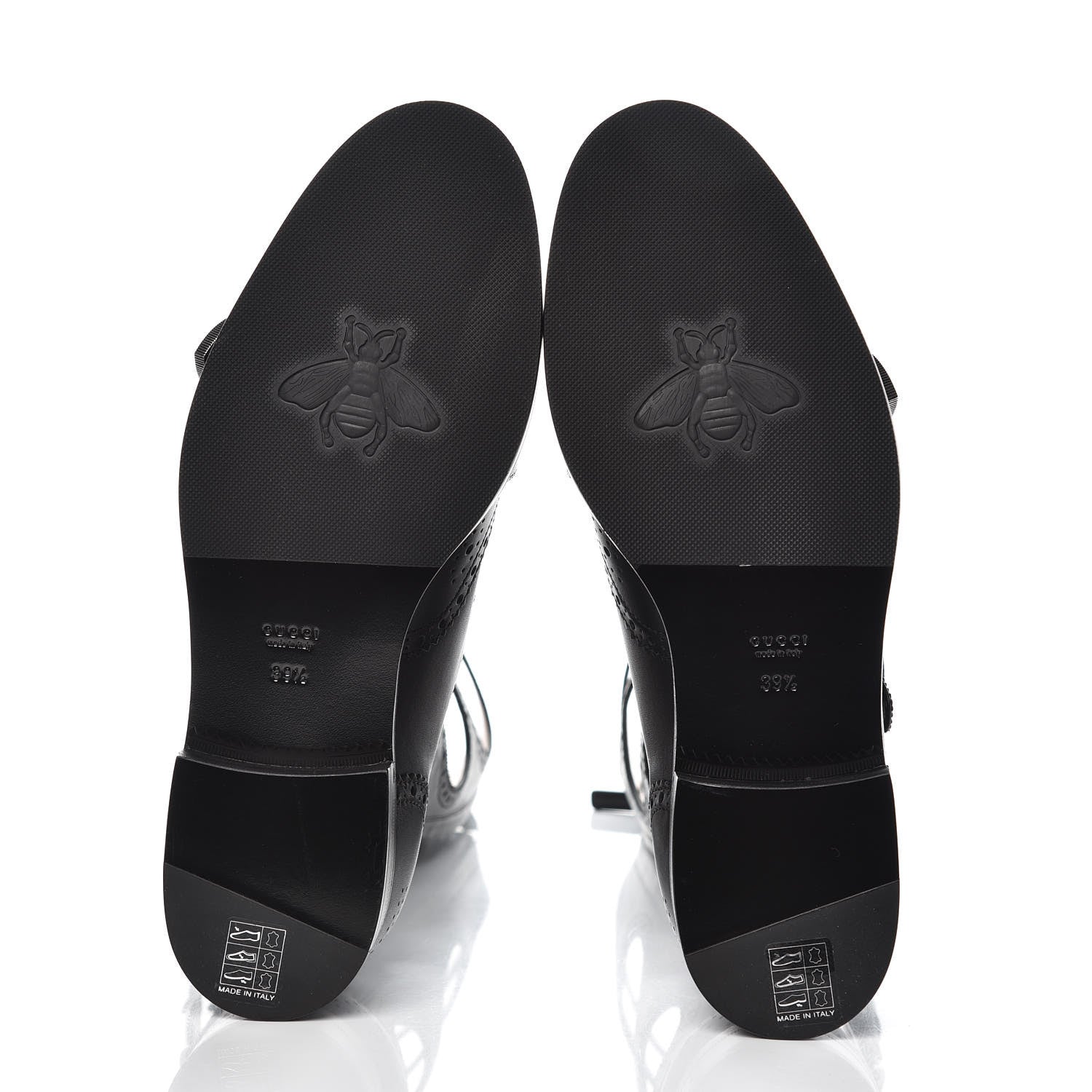 Gucci Calfskin Queercore Brogue Knee High Boots 39.5 Black 5 of 9