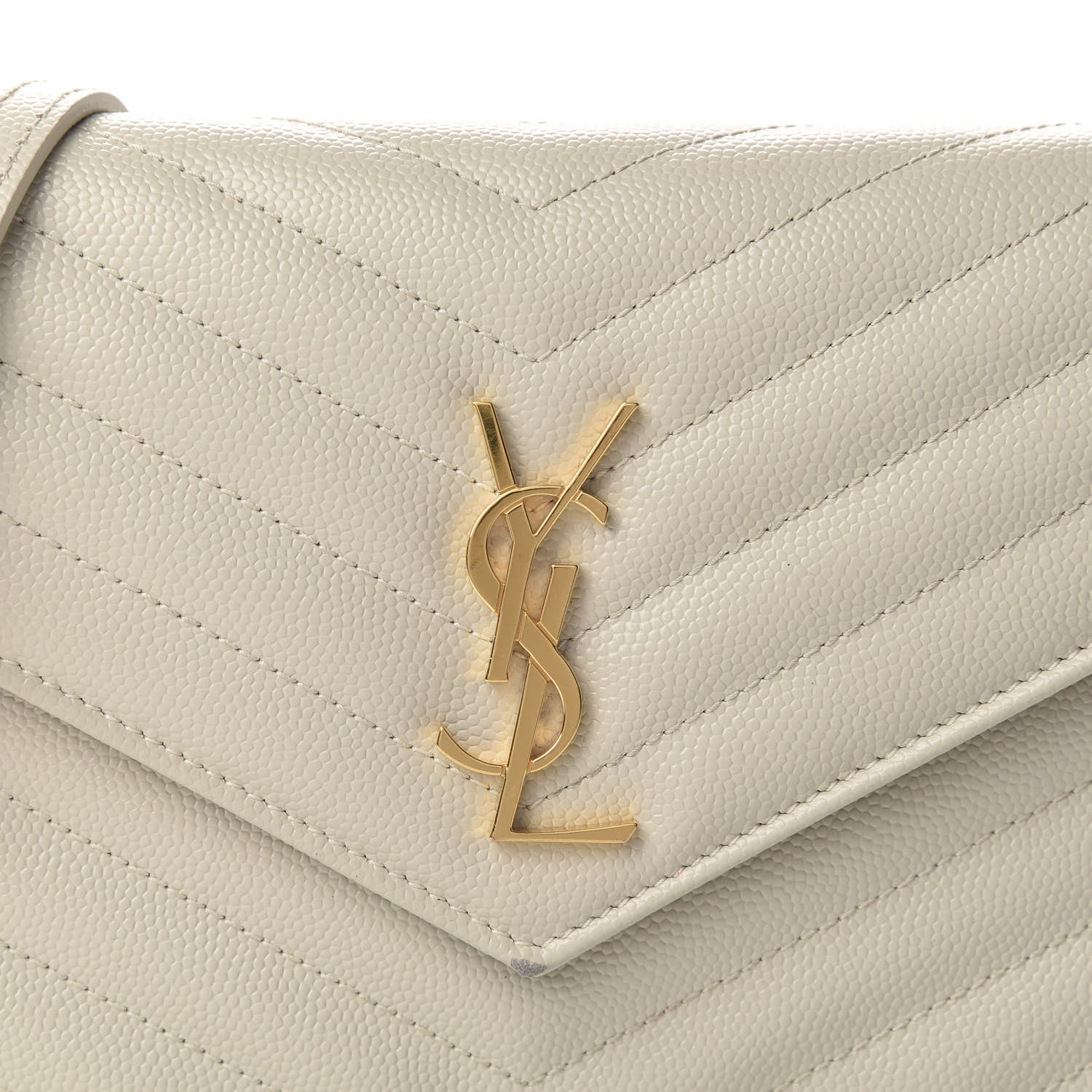 Saint Laurent Grain De Poudre Matelasse Chevron Monogram Envelope Chain Wallet Nude Powder 14 of 15