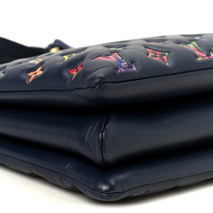 Louis Vuitton Lambskin Embossed Monogram LV Garden Coussin MM Navy Blue 10 of 12