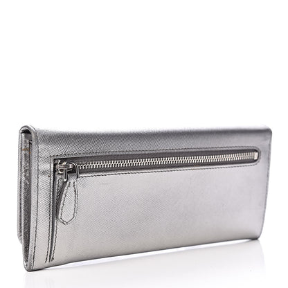 Prada Saffiano Fiocco Bow Continental Wallet Cromo 3 of 13