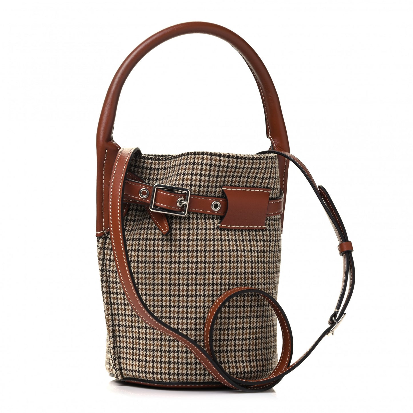 Smooth Calfskin Tweed Nano Bucket Bag Tan