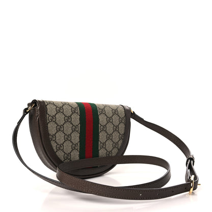 Gucci GG Supreme Monogram Textured Dollar Calfskin Web Mini Ophidia Flap Shoulder Bag Beige Ebony New Acero 3 of 10