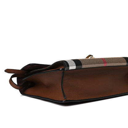 Burberry Derby Calfskin House Check Small Macken Crossbody Bag Tan 10 of 16