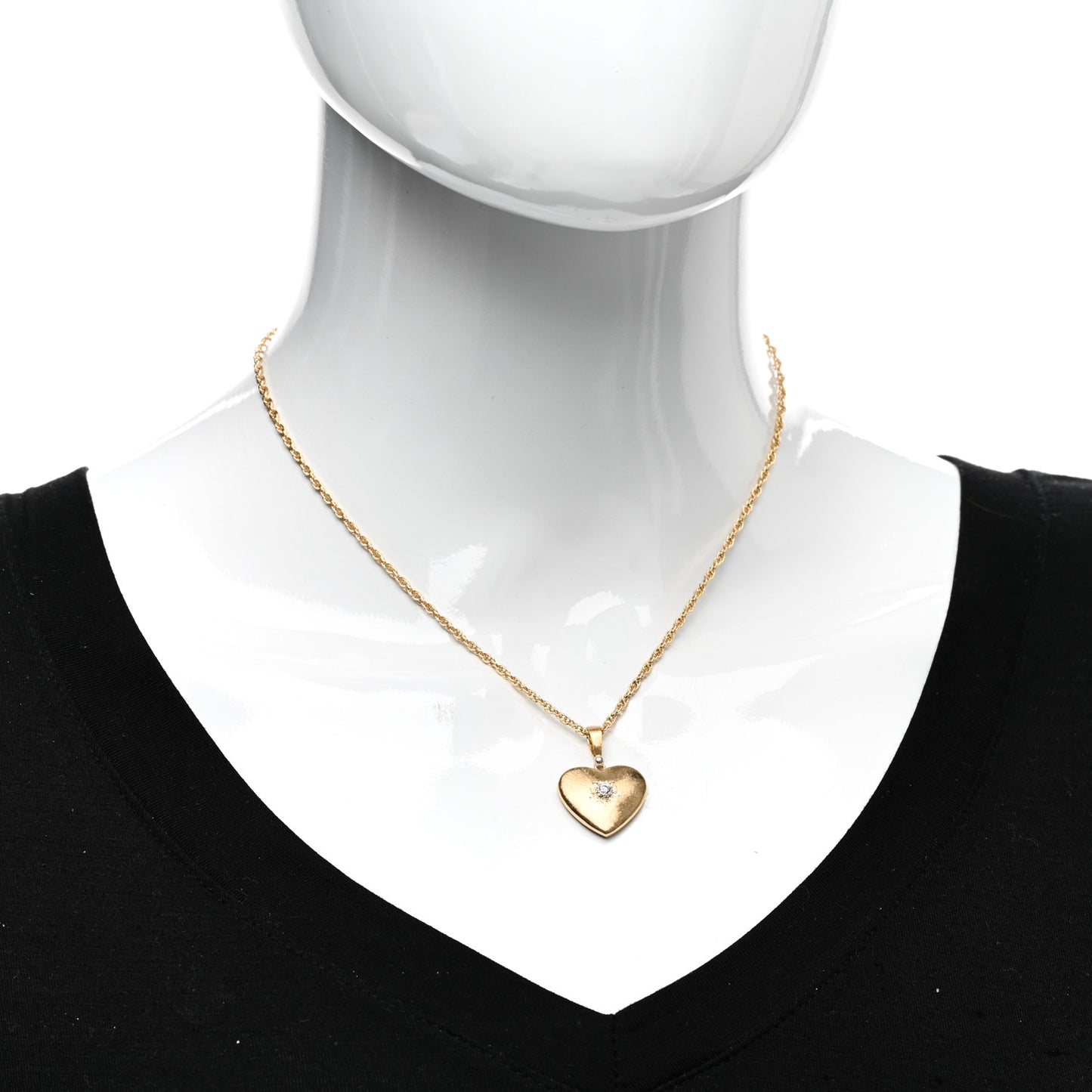 18K Yellow White Gold Diamond Macri Heart Necklace