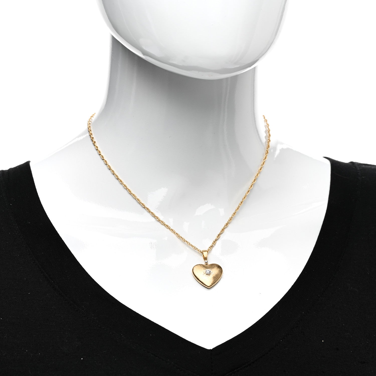 Buccellati 18K Yellow White Gold Diamond Macri Heart Necklace 2 of 4
