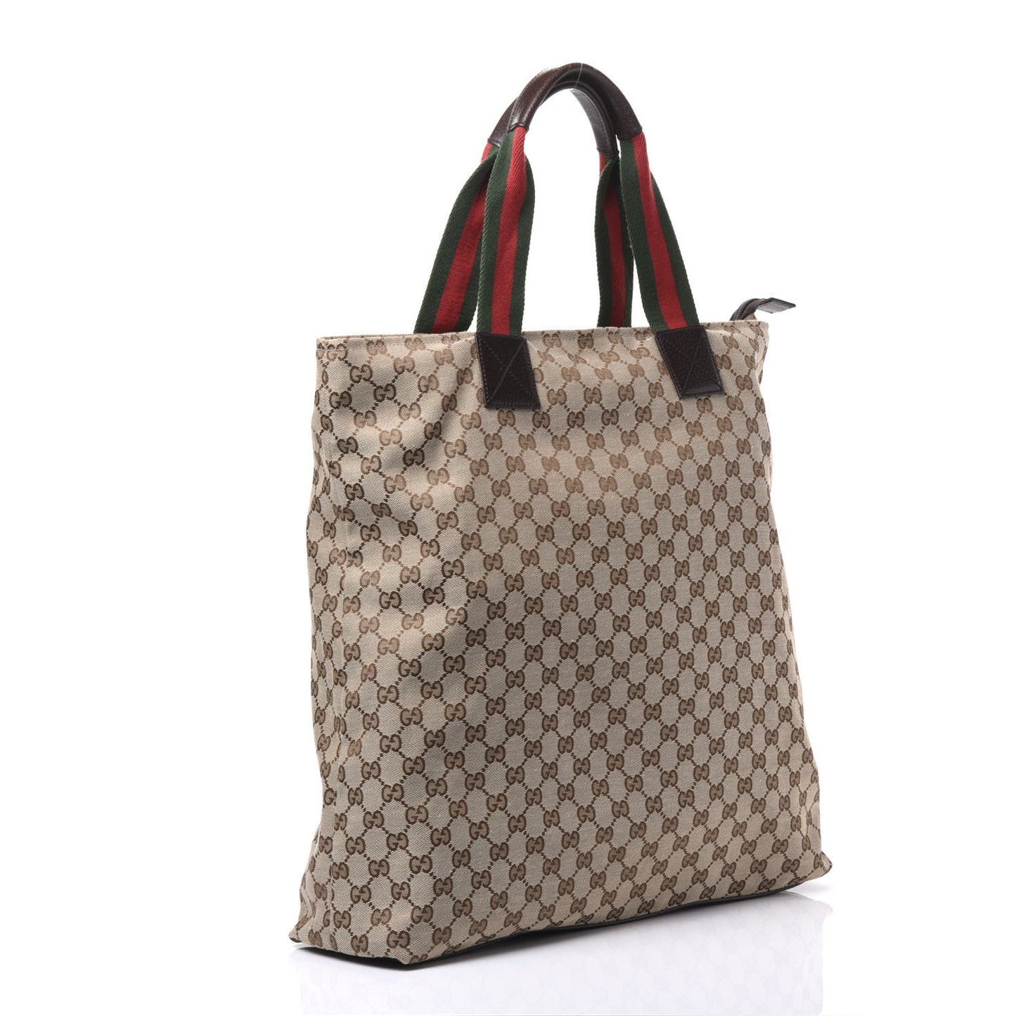 GG Monogram Large Web Handle Vertical Tote Dark Brown