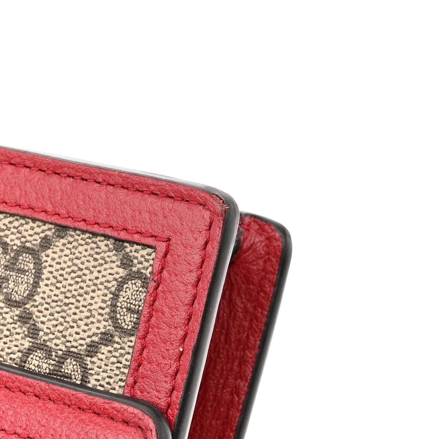 GG Supreme Monogram Web Queen Margaret Chain Wallet Red