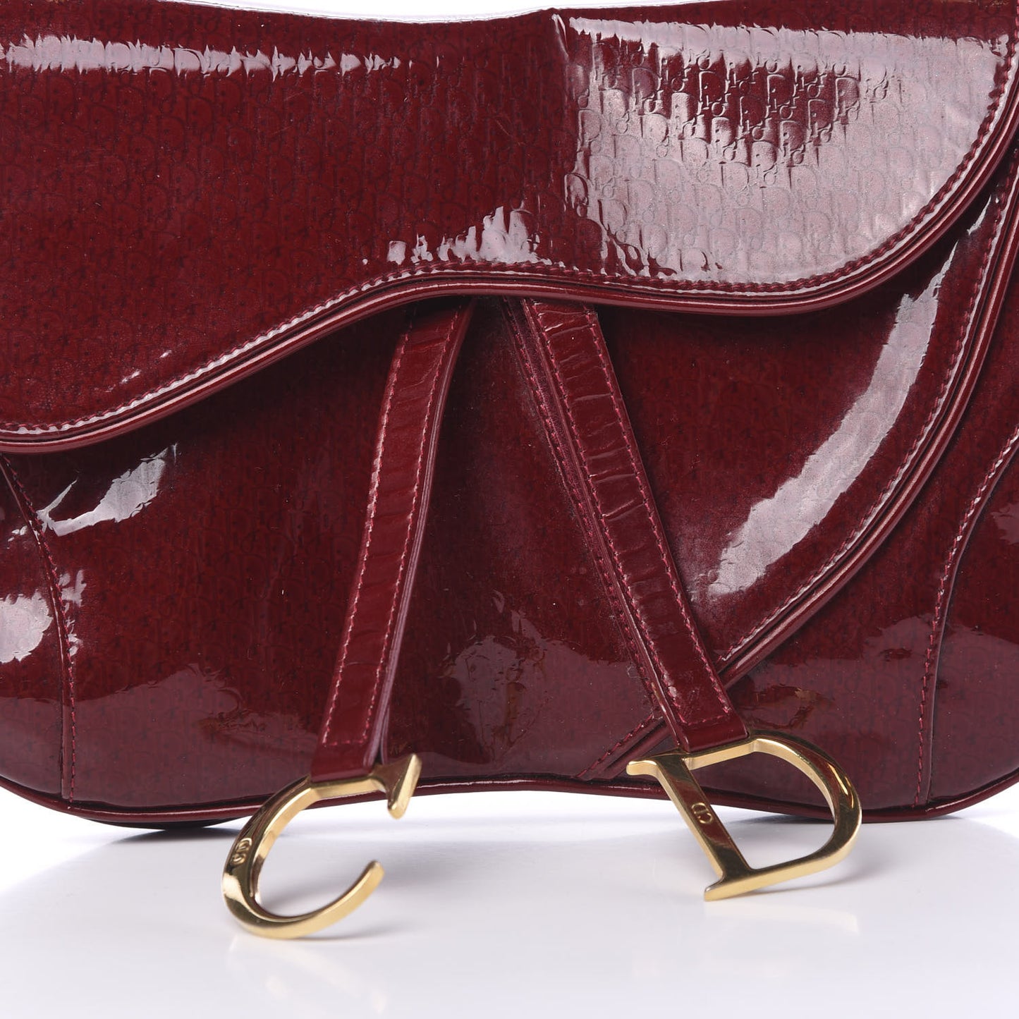 Patent Diorissimo Double Saddle Bag Dark Red
