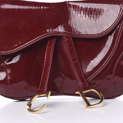 Christian Dior Patent Diorissimo Double Saddle Bag Dark Red 7 of 10