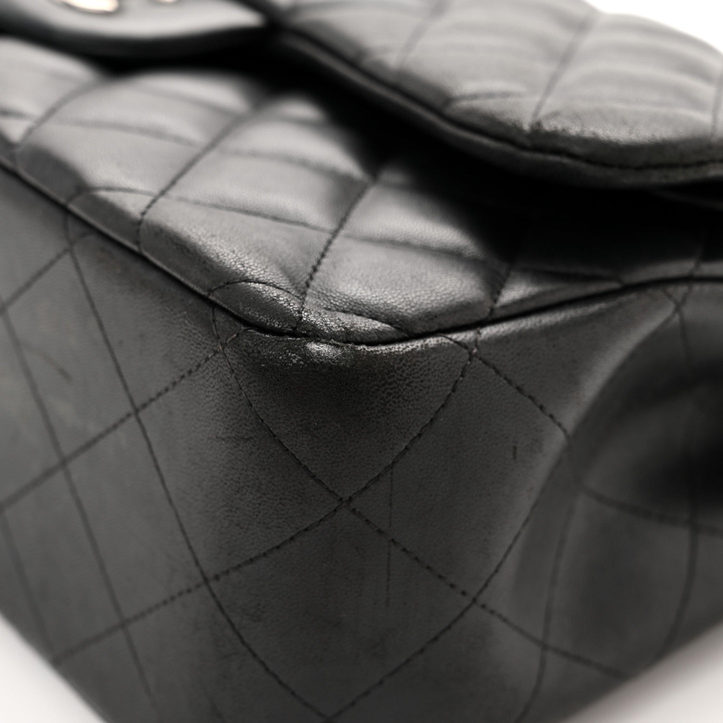 Lambskin Quilted Jumbo Double Flap Black
