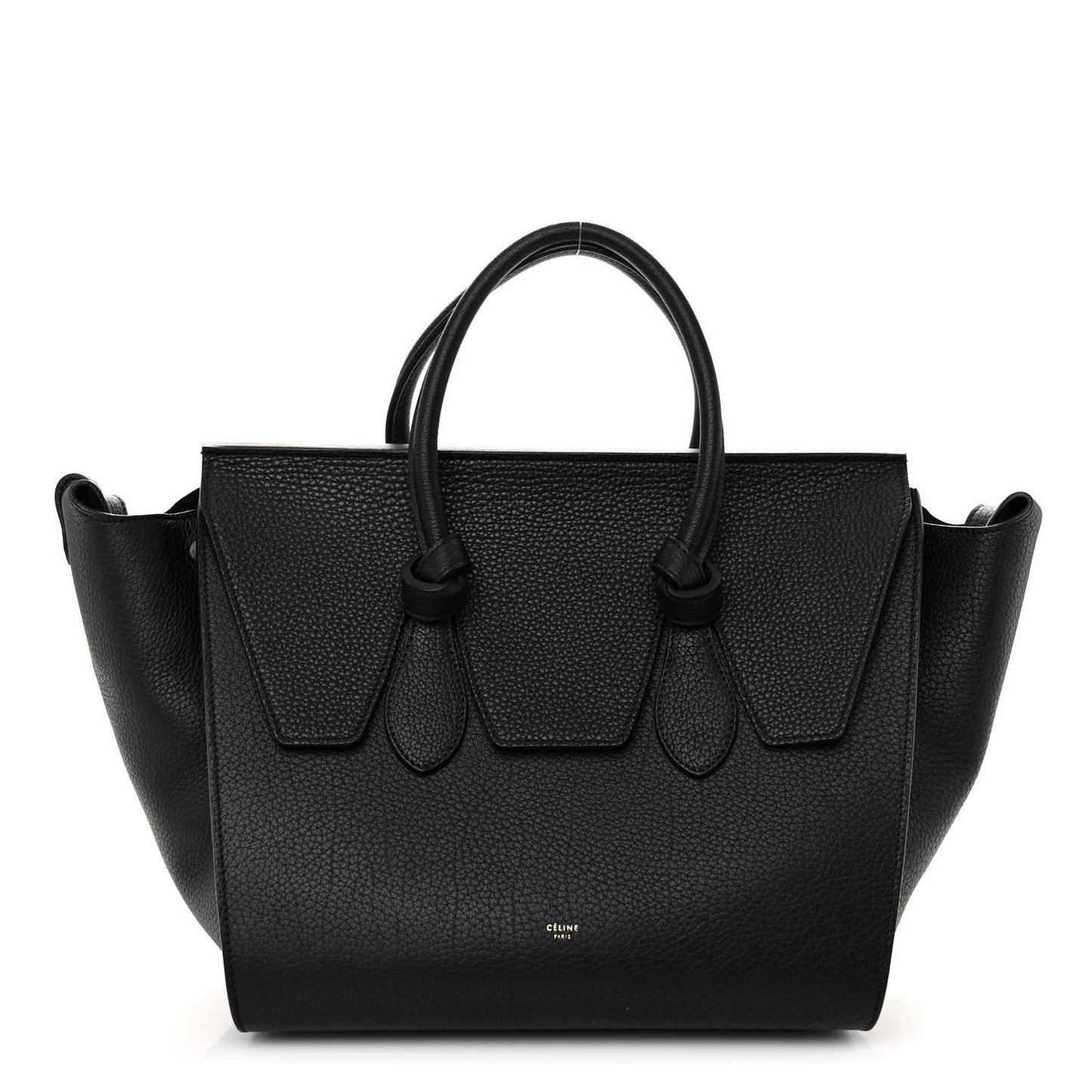 Crisped Calfskin Medium Tie Knot Tote Black
